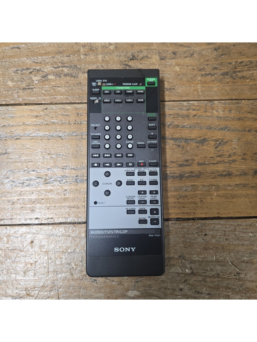 RARE GENUINE SONY REMOTE RM-P331 AUDIO TV VTR LDP PROGRAMMABLE No Battery Cover
